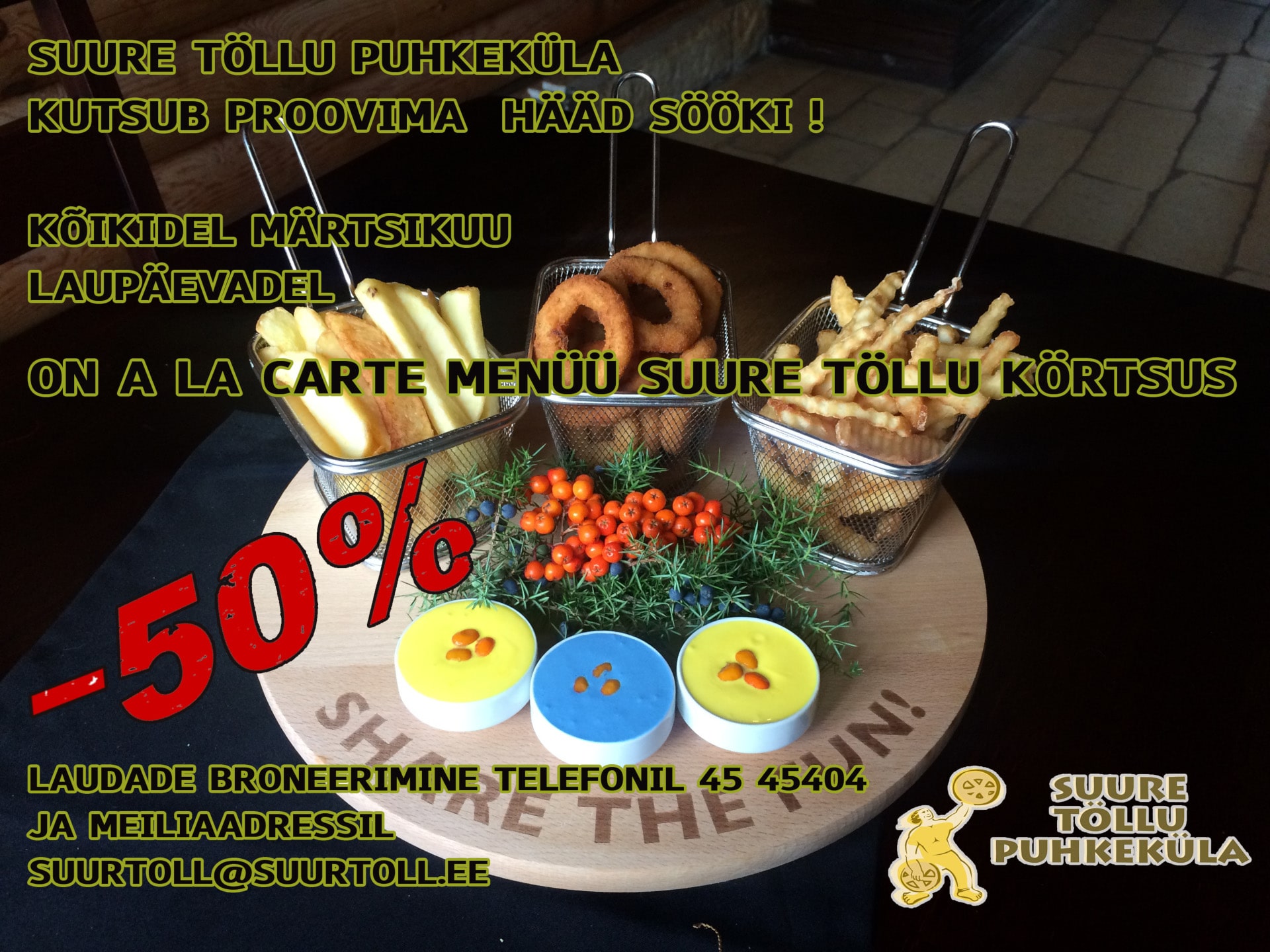 The post A La Carte menüü -50% appeared first on Suure Töllu puhkeküla Saaremaal.